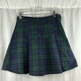 Atmosphere  Green & Navy Plaid Pleated Mini Skirt Photo 0