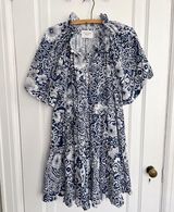 Hyacinth House • Tuckernuck Tiered Thea Mini Dress navy blue white cotton floral Photo 0