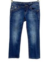 Miss Me Blue Capri Cropped Jeans Embellished Design Low-Rise Size 25 Dark Blue Photo 0