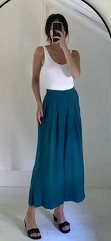 Playa Linen Wide Crop Pant in Borealis Green Size 0 Retail $89 Photo 0