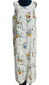 Hot Cotton Size Large Sleeveless Linen Dress Maxi Sundress Floral Boho Lagenlook Photo 0