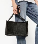 BLACK CHAIN EMBOSSED BAG Photo 0