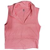 Lou and grey sleeveless collared cropped tennis golf active top red gingham Med Photo 0