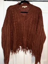 Rewind Burnt Orange Frayed Sweater Photo 0
