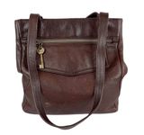 Vintage Fossil Brown Pebbled Leather Shoulder Tote Bag Photo 0