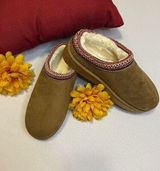 SALE… Slip-On Tan/Red Rope Clog Slippers, Warm Closed Toe. Size 40 or 8-8.5 Photo 0