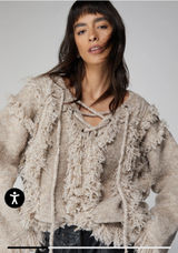 Nasty Gal  Oversized Lace Up Fringe Sweater Photo 0