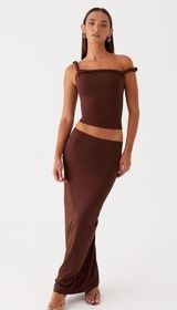 PEPERMAYO solace soul Chic Brown Maxi Skirt with Flowing 🤍 Photo 0