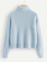 SheIn Fuzzy Blue Turtleneck  Photo 0