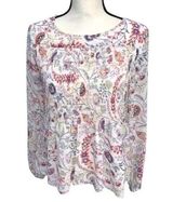 Rose + Olive Womens Floral Shirred Blouse Top Cream Pink Size Large Photo 0