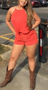 Boutique Orange Romper Photo 0