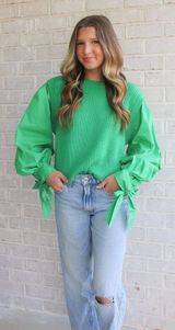 Jodifl Mixed Material Sweater Blouse Photo 0