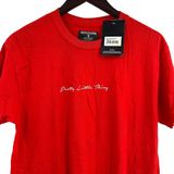 Pretty Little Thing  Red Oversize Logo Tee Size Small New Photo 0