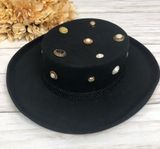 Bollman Hat Co Felt Wool Wide Brim Boater Hat Button Accents Photo 0