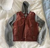 Ambiance Apparel Brown Leather Zip Up Jacket Photo 0