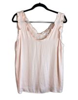 Lauren Conrad Pink Ruffle Trim Sleeveless Top Size L Girlcore Romantic Softgirl Photo 0