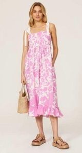 Peter Som Collective Pink Floral Midi Dress Photo 0