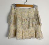Love Sam Boho Ruffle Yellow Floral Mini Skirt Sz Small Photo 0