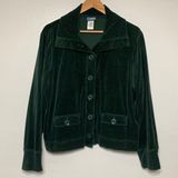 Classic Elements  Green Velvet Button Down Cardigan Sweater Size XL Photo 0
