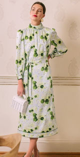 Tuckernuck Hydrangea Blooms Haven Floral Long Sleeve Dress Blue Green Belted Photo 0