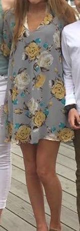 Floral Shift Dress Gray Size M Photo 0