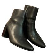 Madewell Mira side-seam smooth black leather ankle booties block heel round toe Photo 0