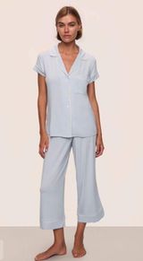 Eberjey Gisele Blue Short Sleeve and Crop Pants Pajama Set Photo 0