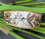 Hummingbird Handmade Artisan  Copper Open Cuff Bangle Bracelet Photo 0