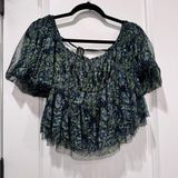 Elegant Green Patterned Women's Top Photo 0