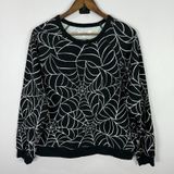 Grayson Threads  Sweatshirt L Black White Spiderweb Halloween Goth Streetwear Photo 0