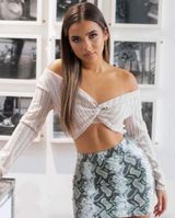 SheIn Off Shoulder Twist Crop Top Photo 0