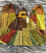 Colorful Patchwork Overalls Has Tie Straps in the front Size XL By Kathmandu  Photo 0