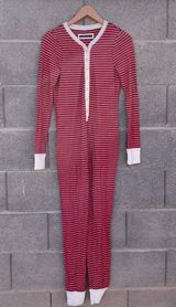 Abercrombie & Fitch Red White Striped Thermal Henley Buttondown Pajamas Photo 0