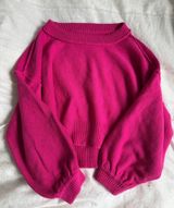 Papermoon hot pink sweater with oversized sleeves Photo 0