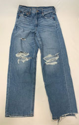 American Eagle Womens Distressed High-Rise Straight Jeans Light Wash Size 10 Photo 0