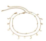 18K Gold Plated Star Moon Charm Necklace Layering Chain Choker for Women Photo 0