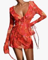 Red Sheer Cover Up Size M Photo 0