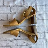 Enzo Angiolini Neutral Tan Leather Sandals 7.5 Womens Ankle Strap Minimalist Photo 0