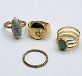 Gold Tone Fashion Rings Size 7 & 7.5 Set of 4 New Photo 0