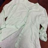 Eileen Fisher Linen Light Green Button-Up Shirt Photo 0