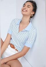 ANTHROPOLOGIE MAEVE Springtime Polo Top Butterfly Size Medium Photo 0