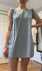 As U Wish Light Blue Ruffle Sleeve Dress Photo 0