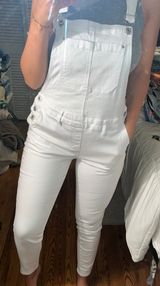 JustFab White Skinny Jeans Overalls Photo 0