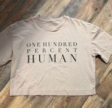 Everlane Women's Medium Cotton Crew Neck 100%Human Graphic Cropped T Shirt. Photo 0