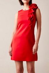 Jason Wu JW  Women's L Sleeveless Dress
Sheath Knee Length Ruffle Accent Red Photo 0