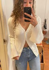 Cropped Button Down Shirt White Photo 0