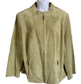 Casual Corner Annex Suede Leather Jacket Green Size 1X Photo 0