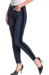 Good American Good Waist High Rise Velvet Tuxedo Stripe Jeans‎ Women's 8/29 Photo 0