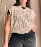 VINTAGE WHITE KNIT SWEATER VEST Size 1X Photo 0