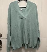 Aerie Blue Oversized V-Neck Sweatshirt Photo 0